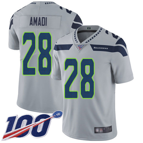 Seattle Seahawks Limited Grey Men Ugo Amadi Alternate Jersey NFL Football 28 100th Season Vapor Untouchable